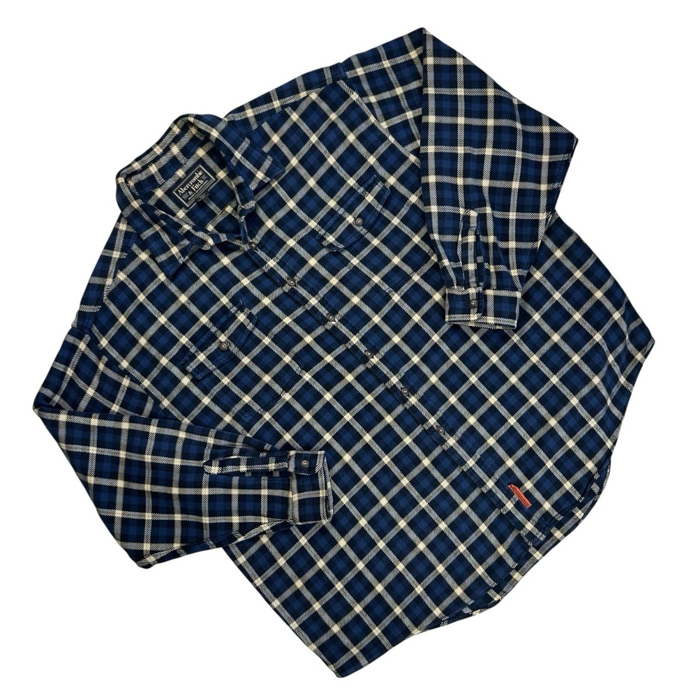 Vtg‎ 90s Abercrombie & Fitch Flannel Checkered Palid Shirt Men 2XL Blue Grunge